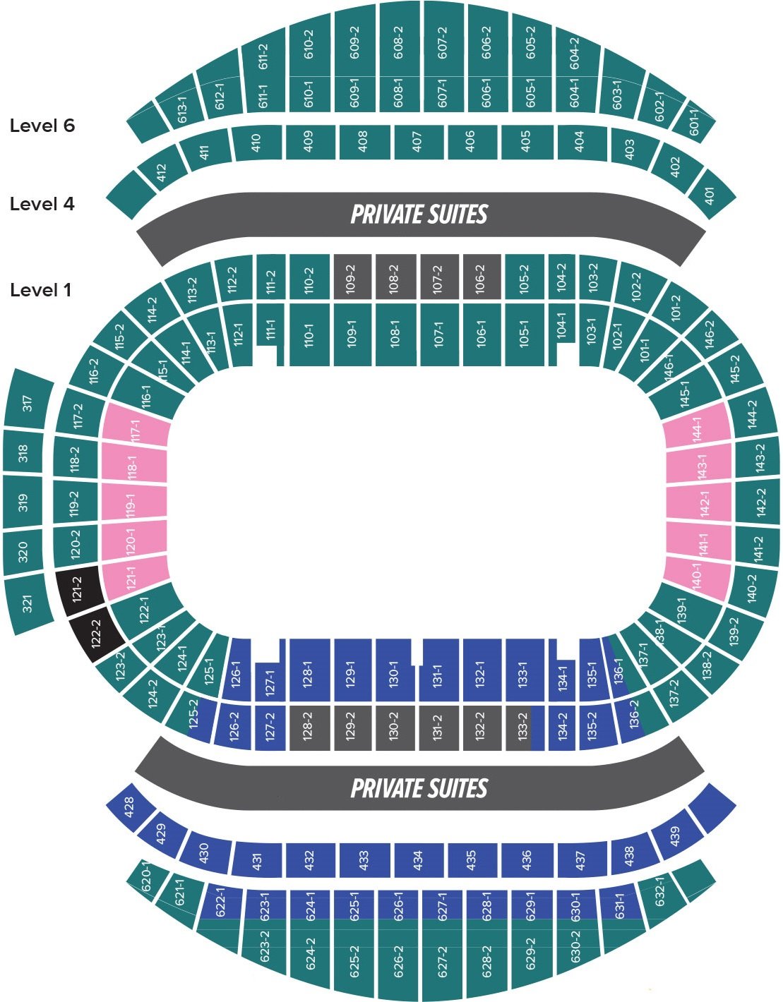 Accor Stadium Australia Seating Map with Stands and Rows
