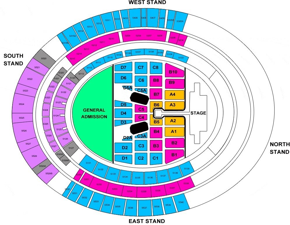 Adelaide Oval Seating Plan with Rows and Seat Numbers for Concerts