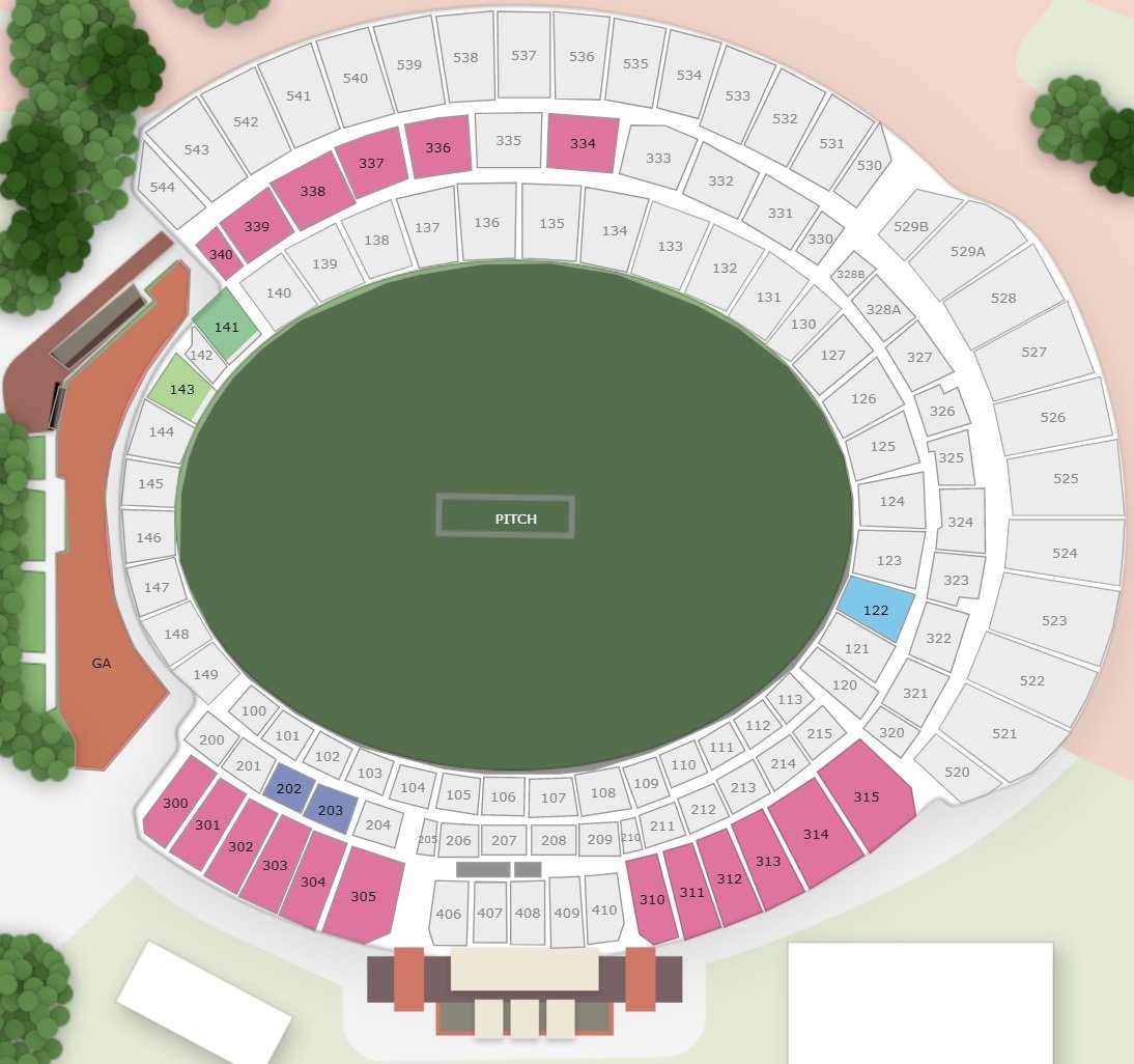 Adelaide Oval Seating Plan Rows Seat Numbers 