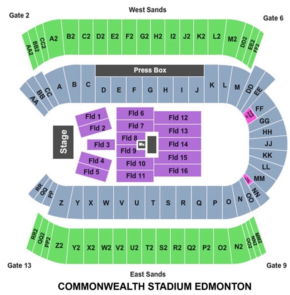 Commonwealth Stadium Seating Chart with Rows and Seat Numbers 2023