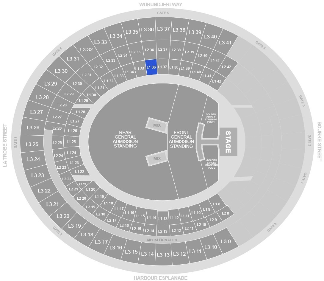 Docklands Stadium Seating Plan Concerts