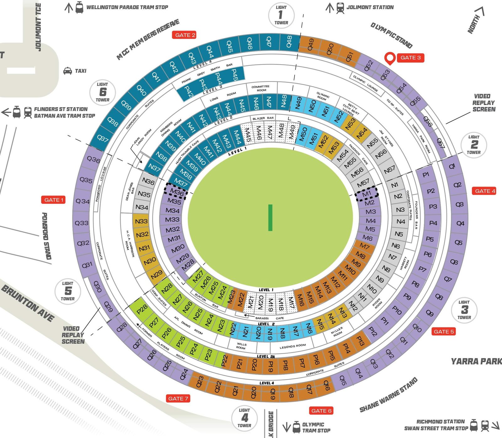 Melbourne Cricket Ground Seating Plan 2023 with Rows and Seat Number