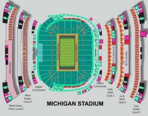 Michigan Stadium Seating Chart with Rows and Seat Numbers