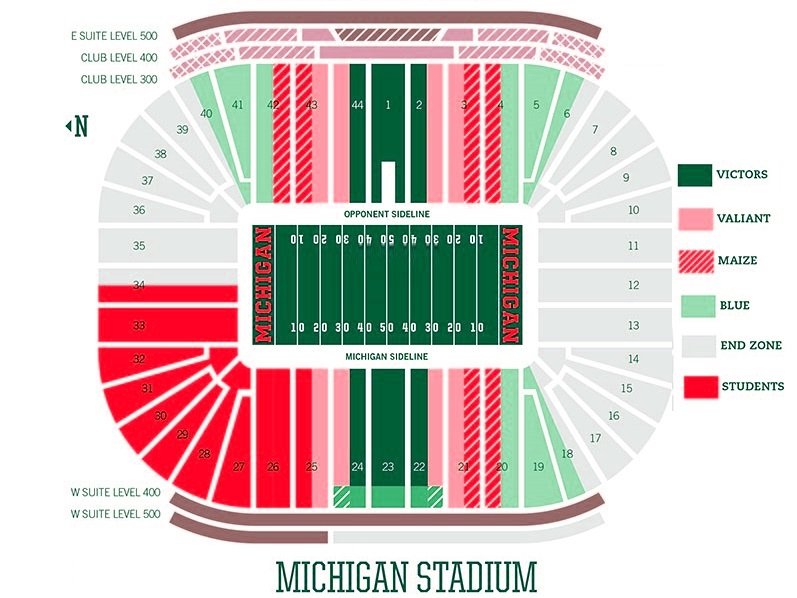 Michigan Stadium Seating Map Ann Arbor, Michigan, United States
