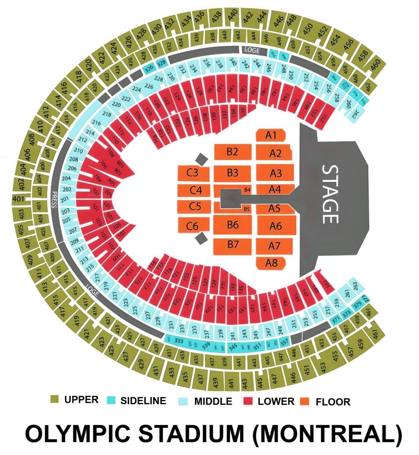 Olympic Stadium Seating Chart with Rows and Seat Numbers 2024