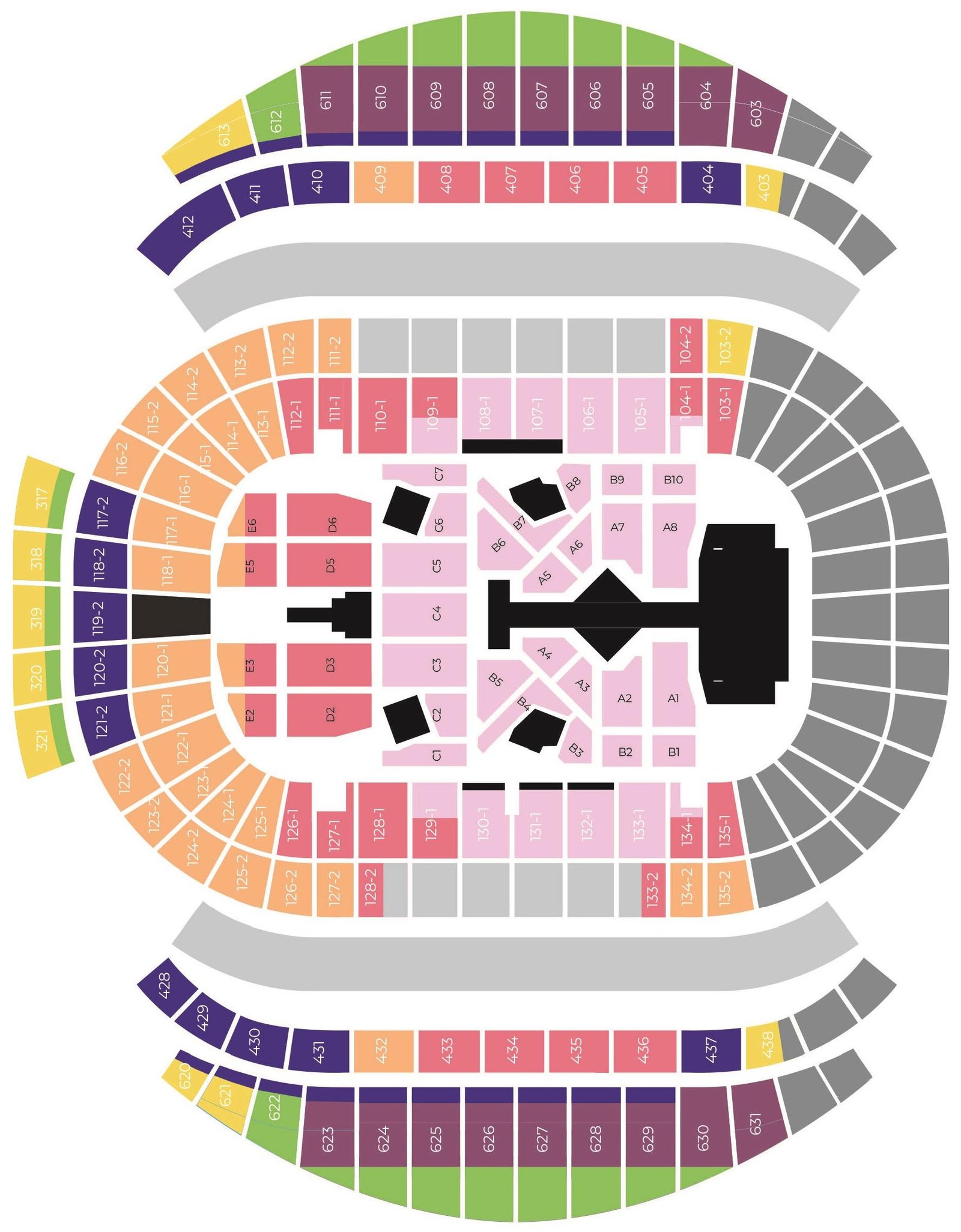 Stadium Australia Concerts Map with Rows