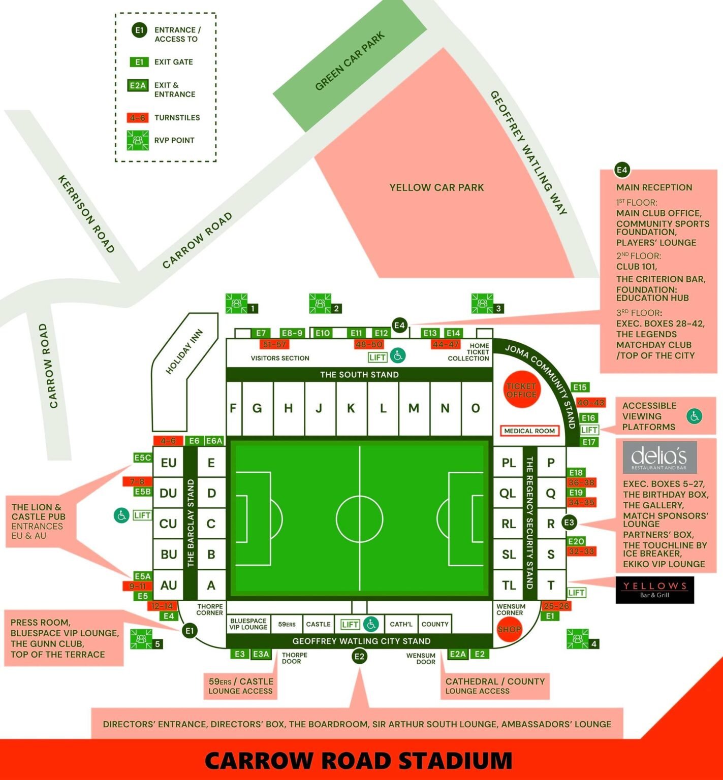 Carrow Road Seating Chart with Rows and Seat Numbers 2024