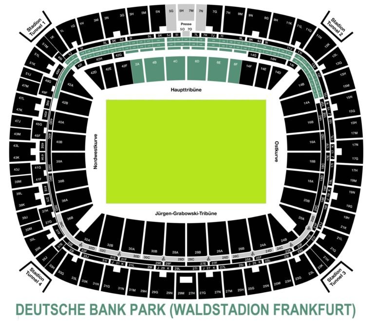 Deutsche Bank Park Seating Map with Rows and Seat Numbers 2025