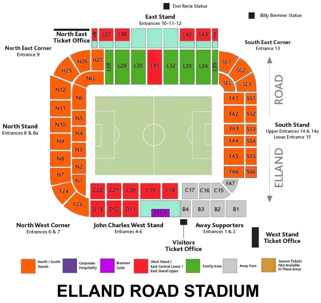 Elland Road Stadium Seating Chart With Rows And Seat Numbers