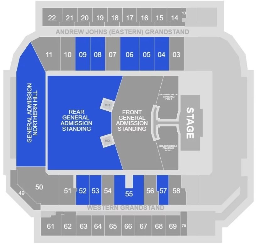 McDonald Jones Stadium Concerts Seating Map