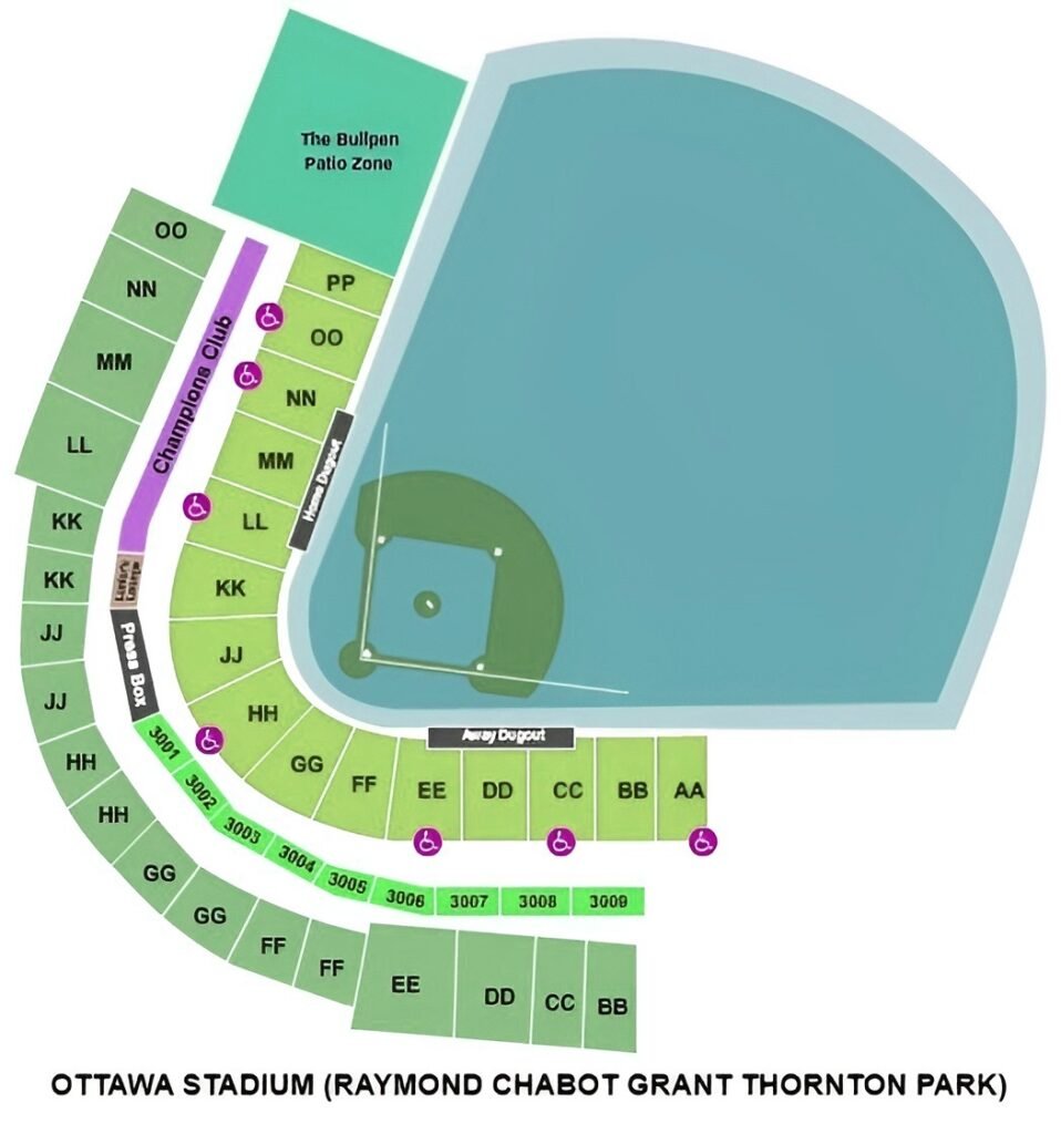 Ottawa Stadium Seating Chart with Rows and Seat Numbers 2024