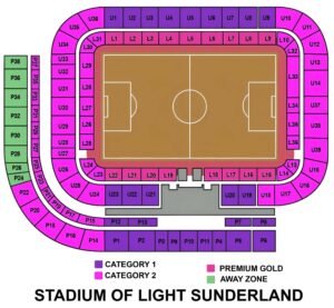 Stadium of Light Seating Chart with Rows and Seat Numbers 2024