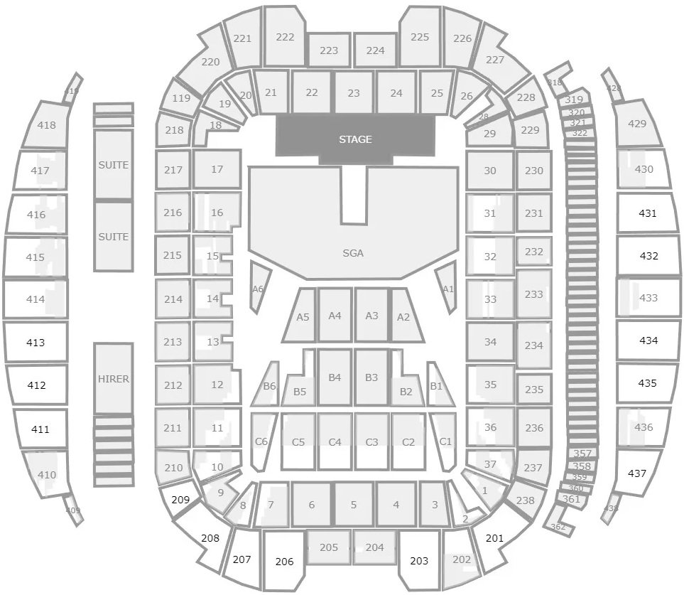 Sydney Football Stadium Seating Map for Concerts