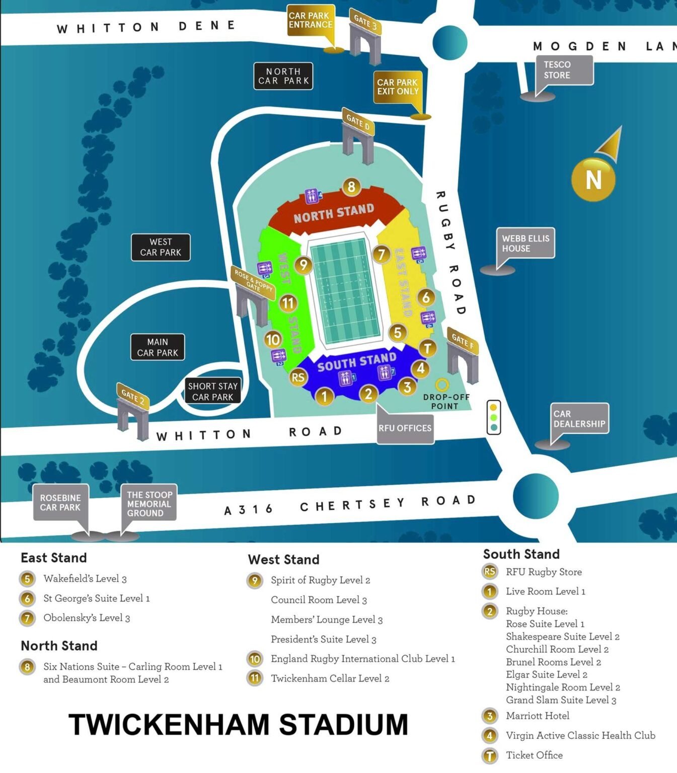 Twickenham Stadium Seating Chart with Rows and Seat Numbers 2024