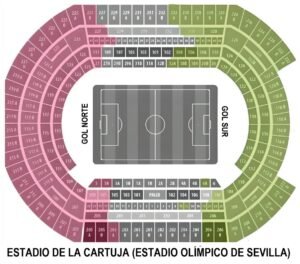 Estadio La Cartuja Seating Chart with Rows, Real Betis La Liga Seat Map