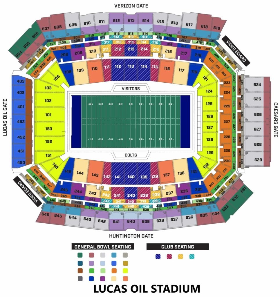 Lucas Oil Stadium Seating Chart with Rows and Seat Numbers 2024