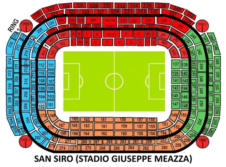 San Siro Seating Chart with Rows and Seat Numbers 2024