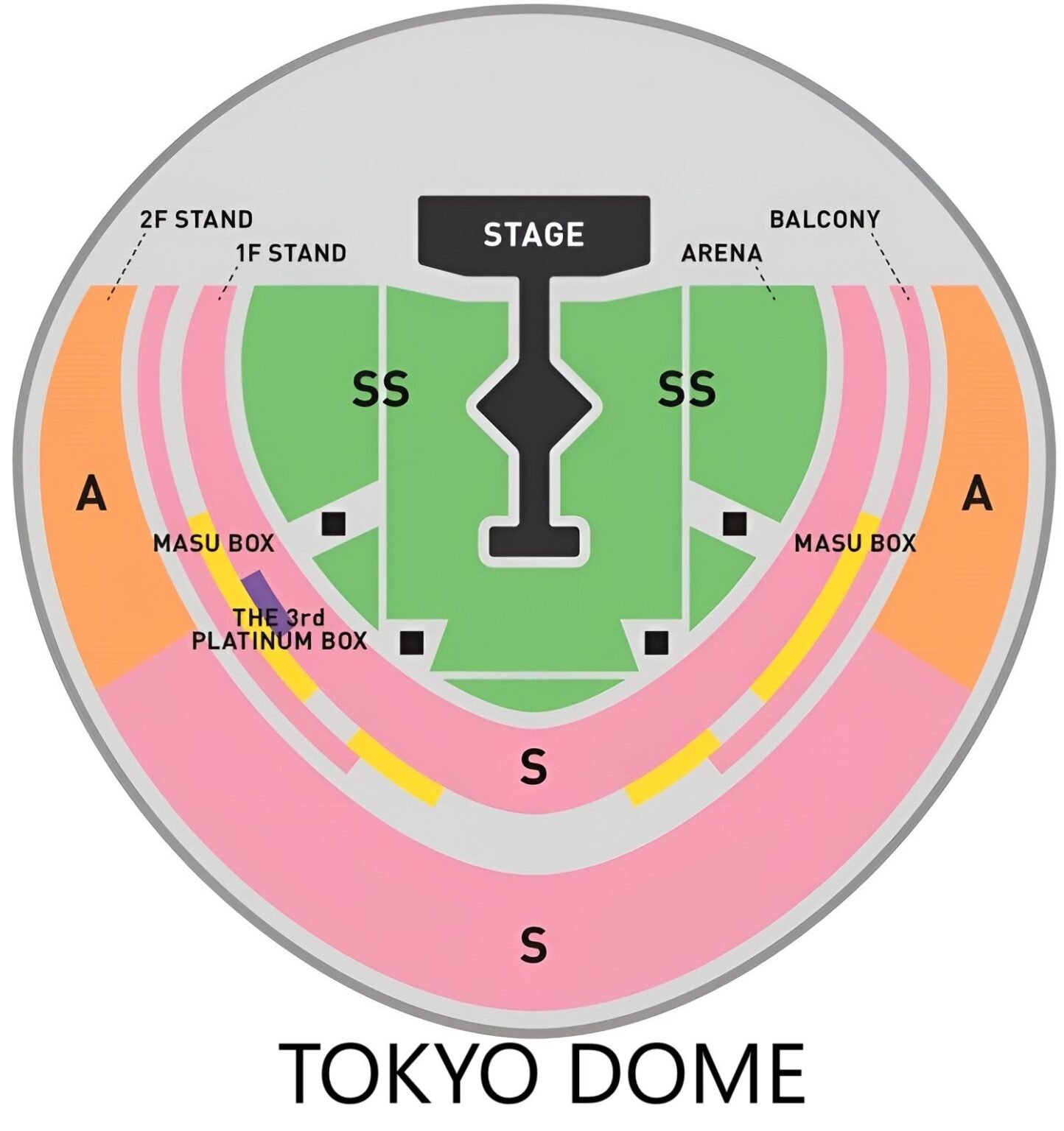 Tokyo Dome Seating Chart with Rows and Seat Numbers 2025