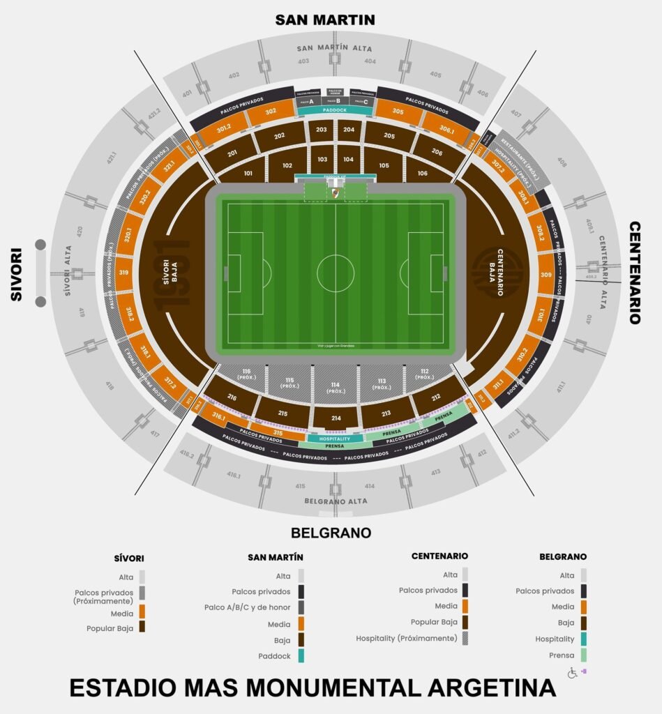 Estadio Mâs Monumental Seating Chart With Rows And Seat Numbers 2024