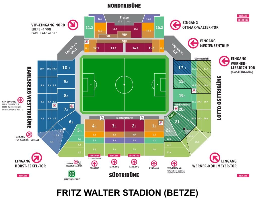 Fritz Walter Stadion Seating Chart with Rows and Seat Numbers 2024