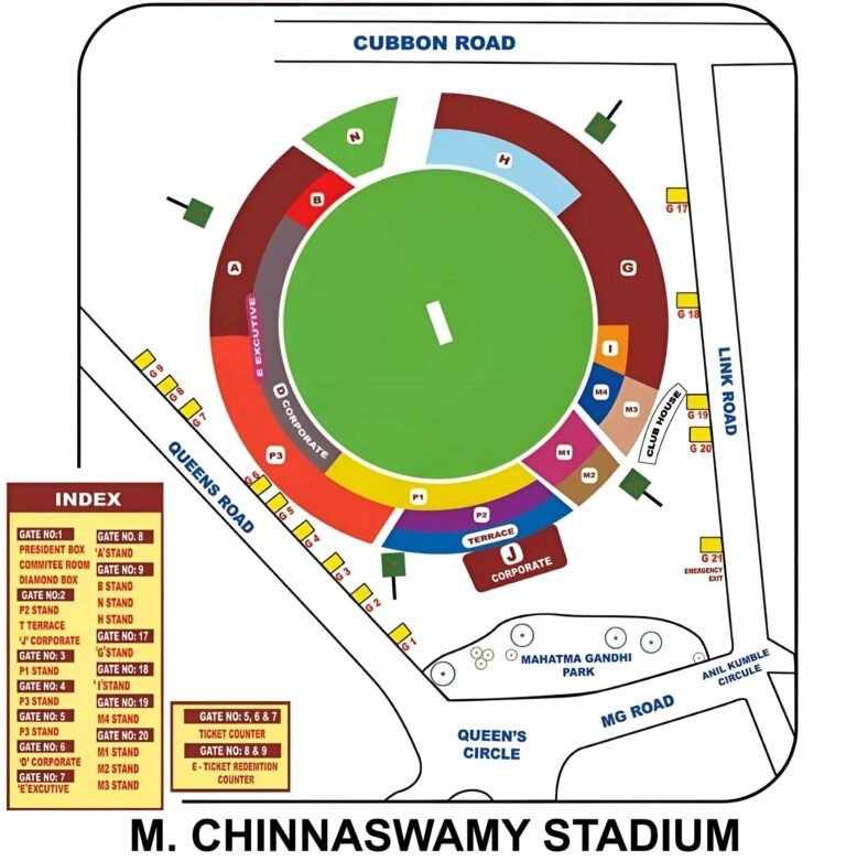 M Chinnaswamy Stadium Seating Plan With Seat Numbers 2026 M Chinnaswamy Stadium Seating Plan With Seat Numbers 2026