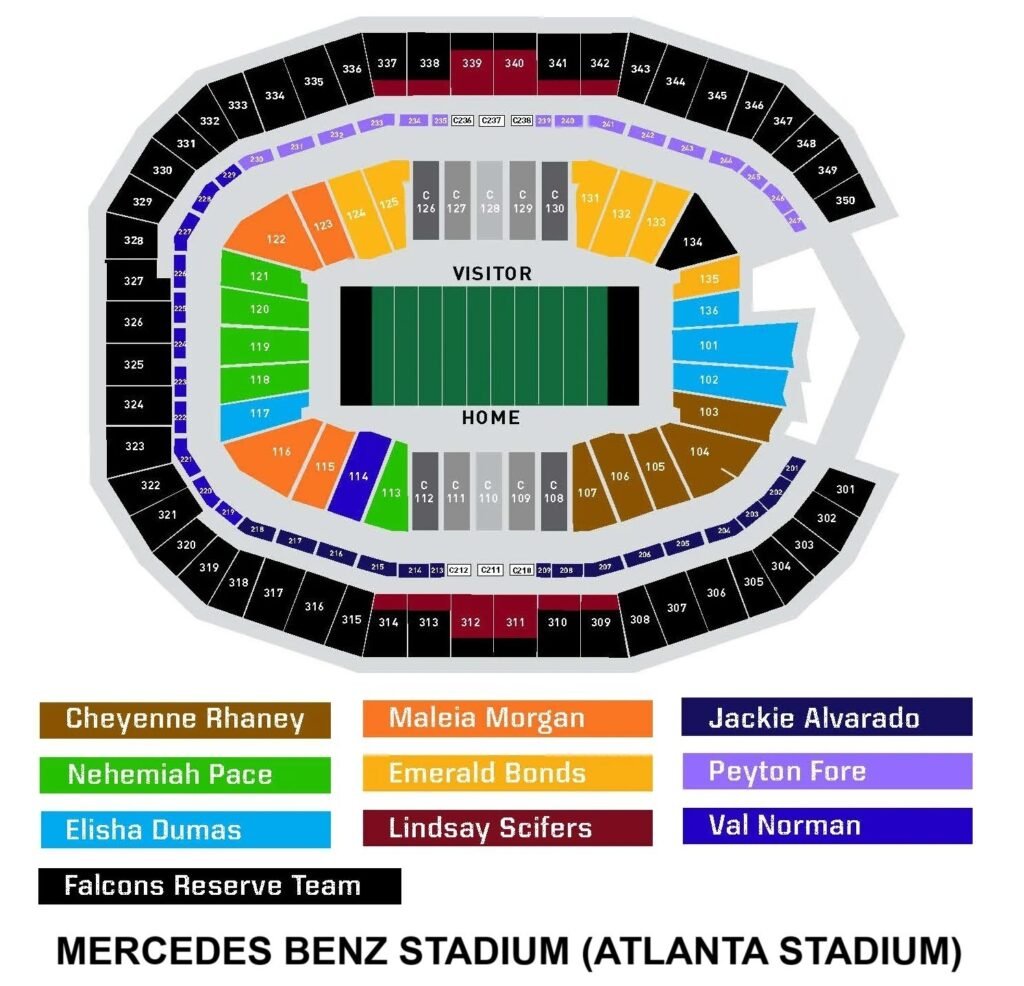 Mercedes Benz Stadium Seating Map with Row and Sections