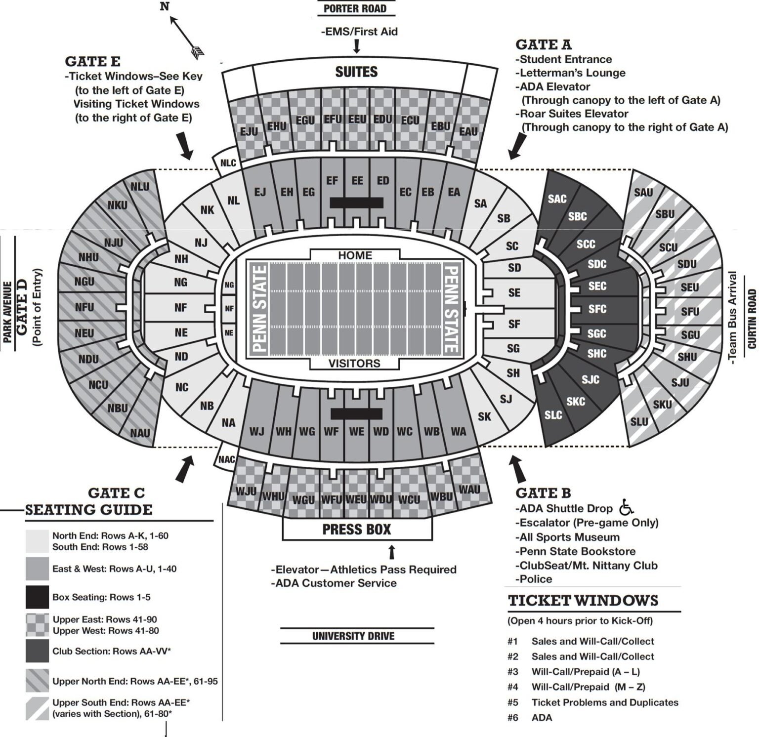 Beaver Stadium Seating Chart with Rows and Seat Numbers
