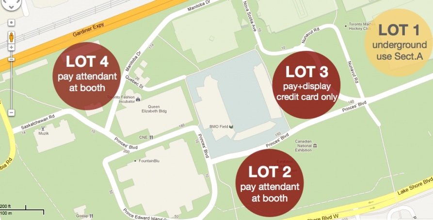 BMO Field Parking Map