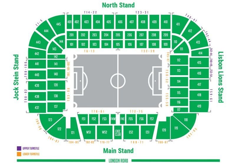 Celtic Park Seating Plan with Stand and Rows