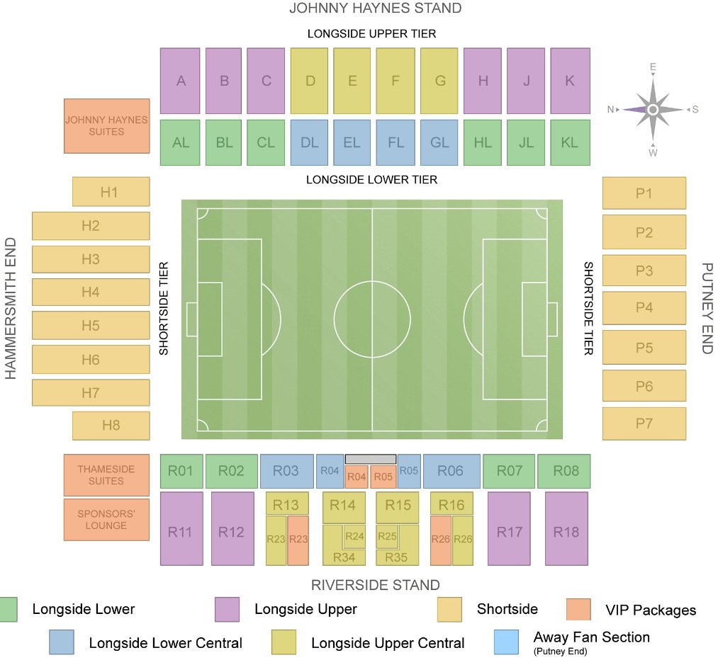 Craven Cottage Seating Plan with Seat Numbers