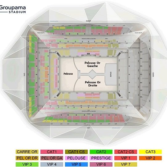 Groupama Stadium Seating Plan for Concerts
