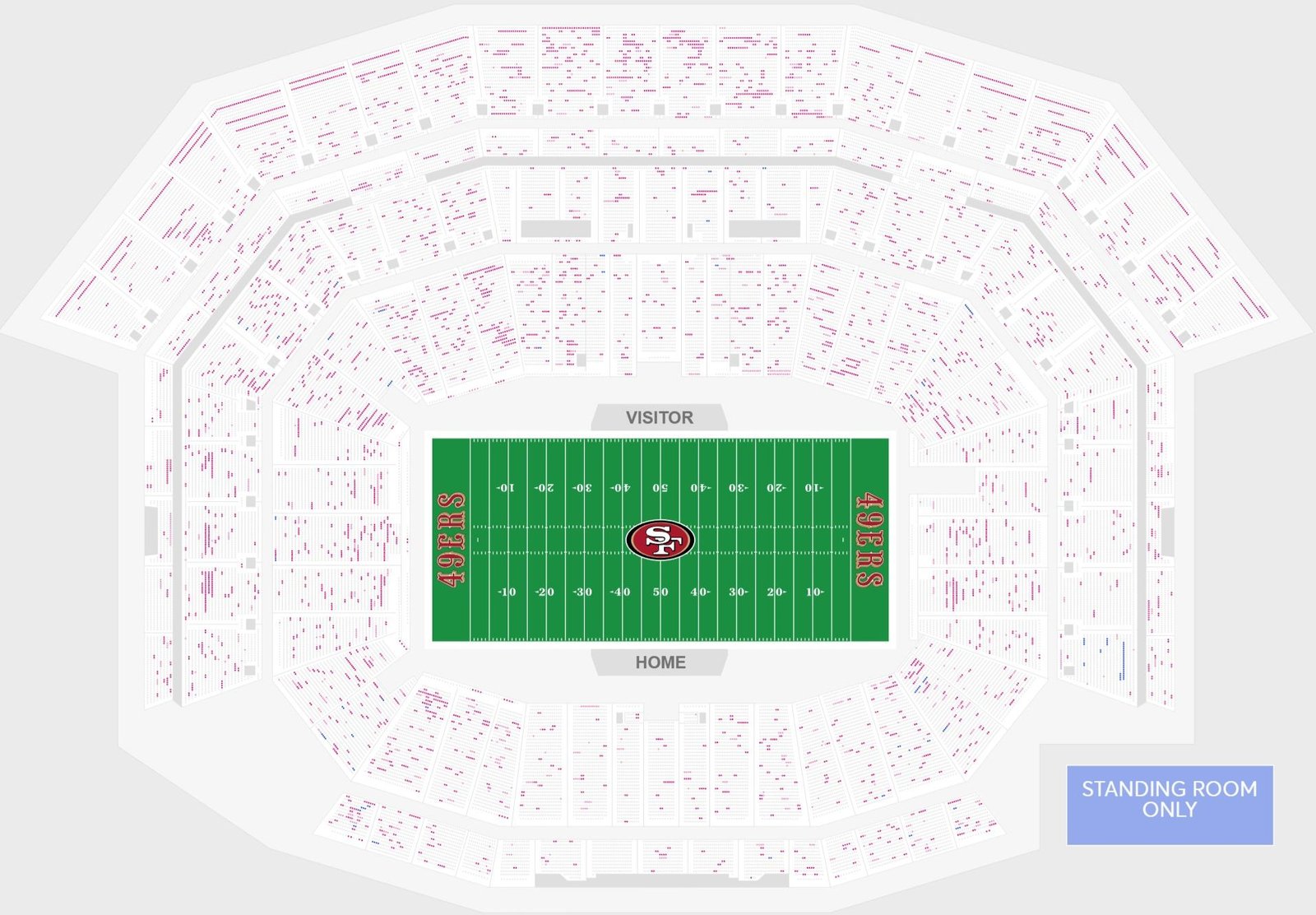Levi's Stadium Seating Chart with Seat Numbers