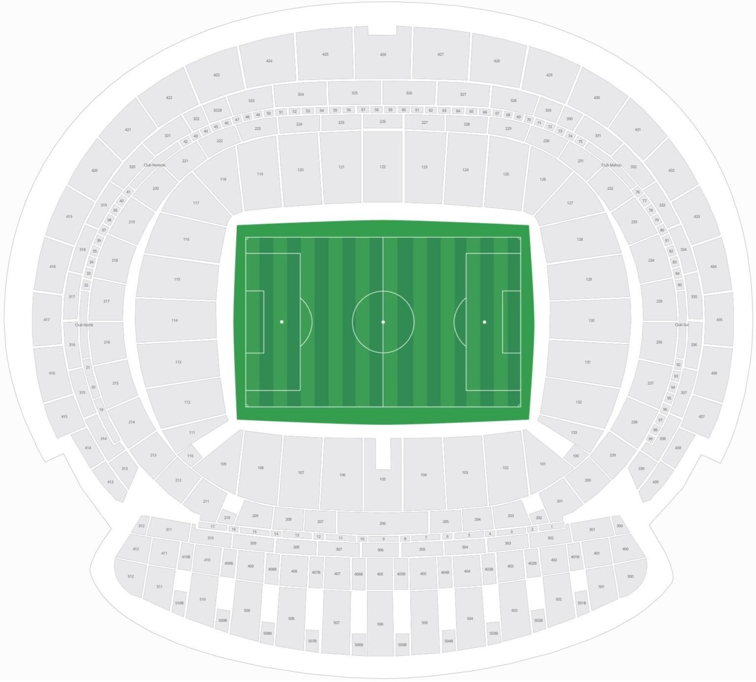 Metropolitano Stadium Seating Plan with Rows, Atlético Madrid La Liga
