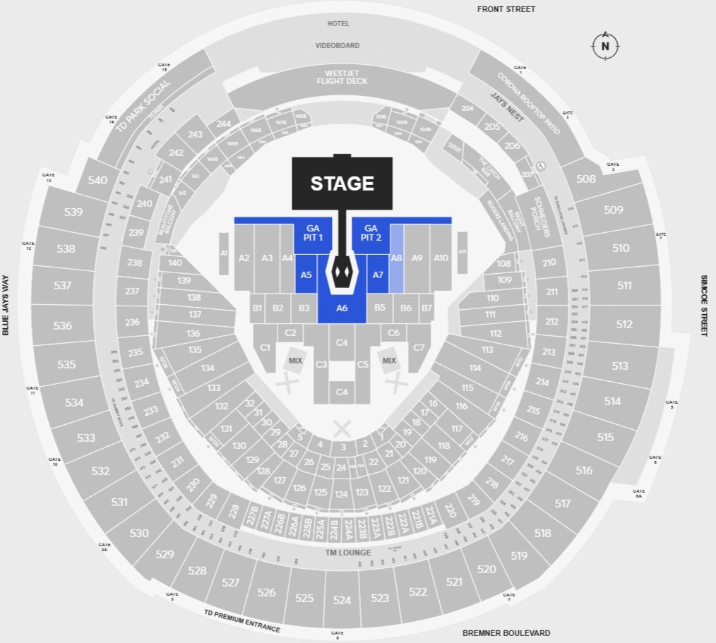 Rogers Centre Seating Chart for Concerts