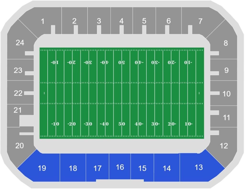 Tivoli Stadion Seating Plan with Seat Numbers and Rows