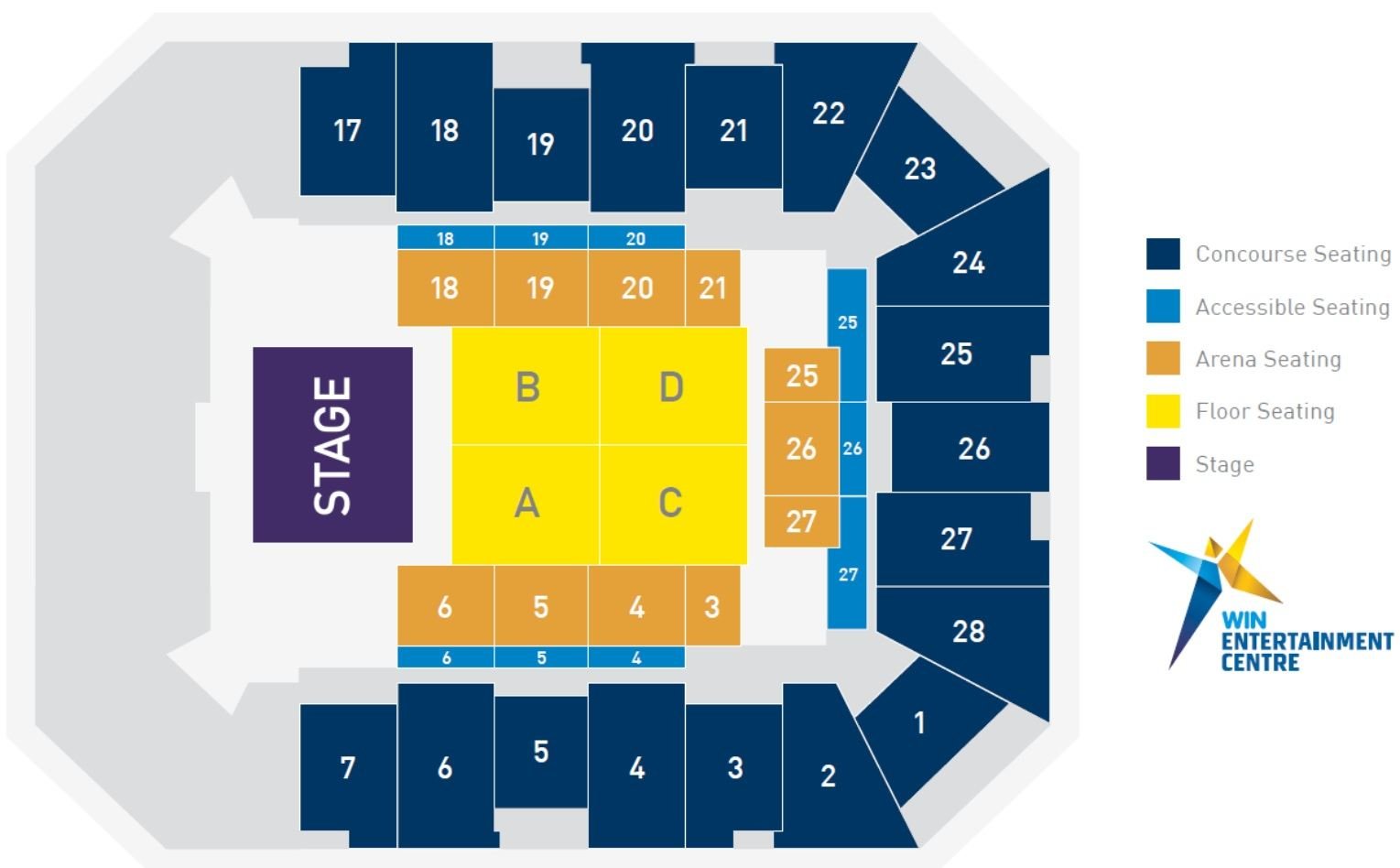 WIN Stadium Concert Seat Map