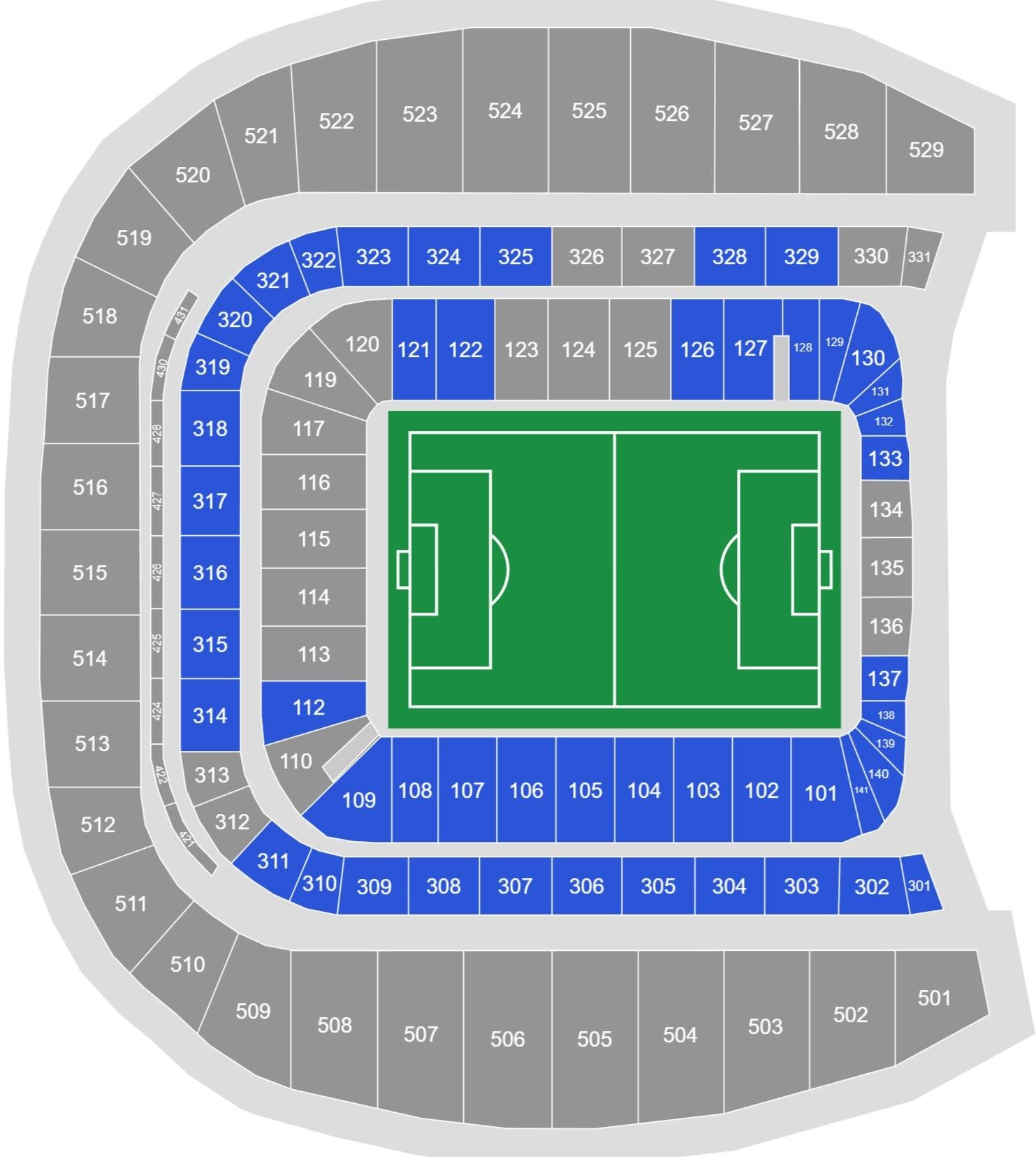Aviva Stadium Seating Plan for Football