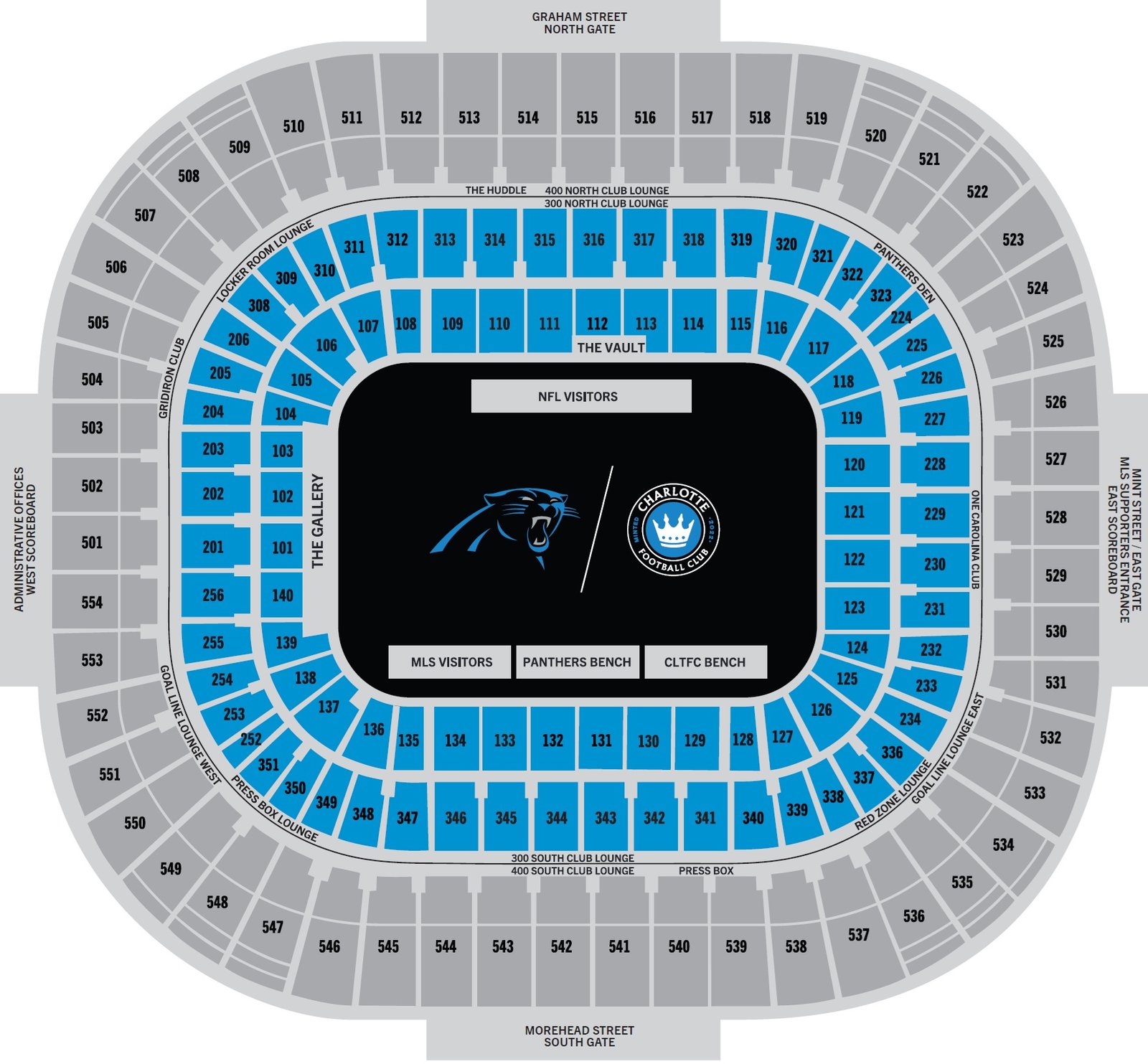 Bank of America Stadium Seat Map