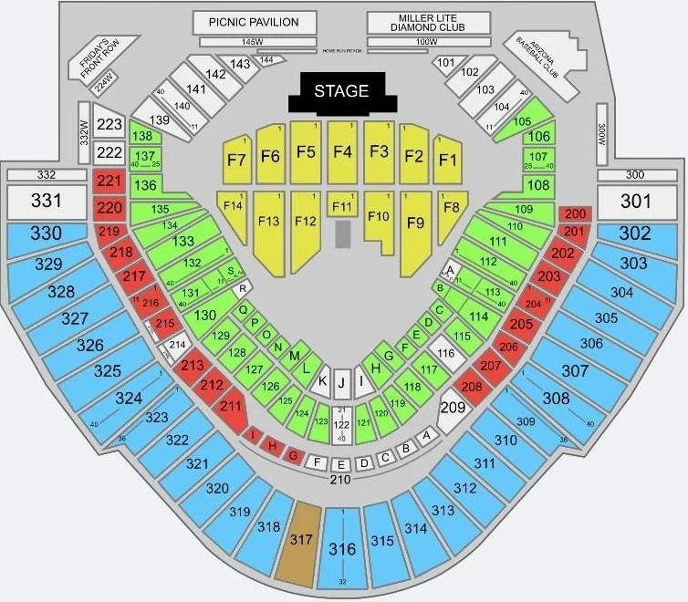 Chase Field Map for Concerts