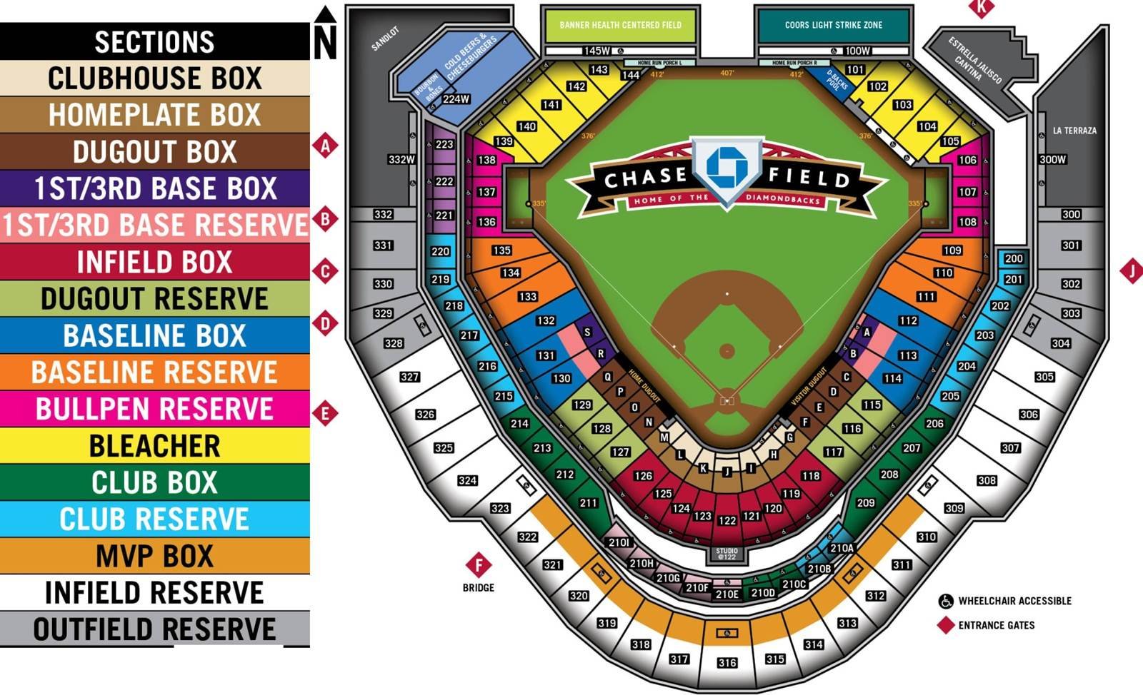 Chase Field Stadium Seat Chart