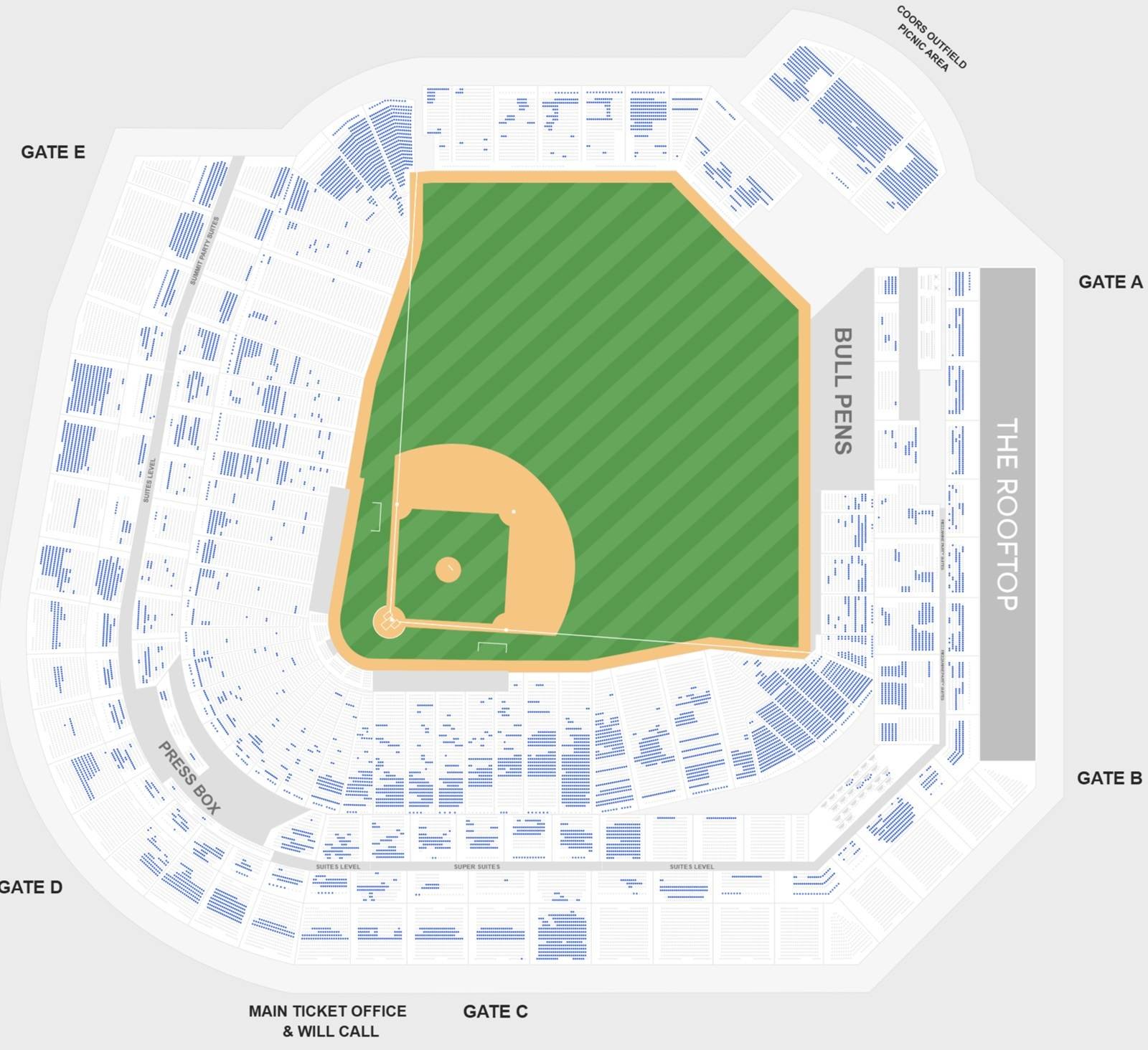 Coors Field Seating Chart with Seat Numbers