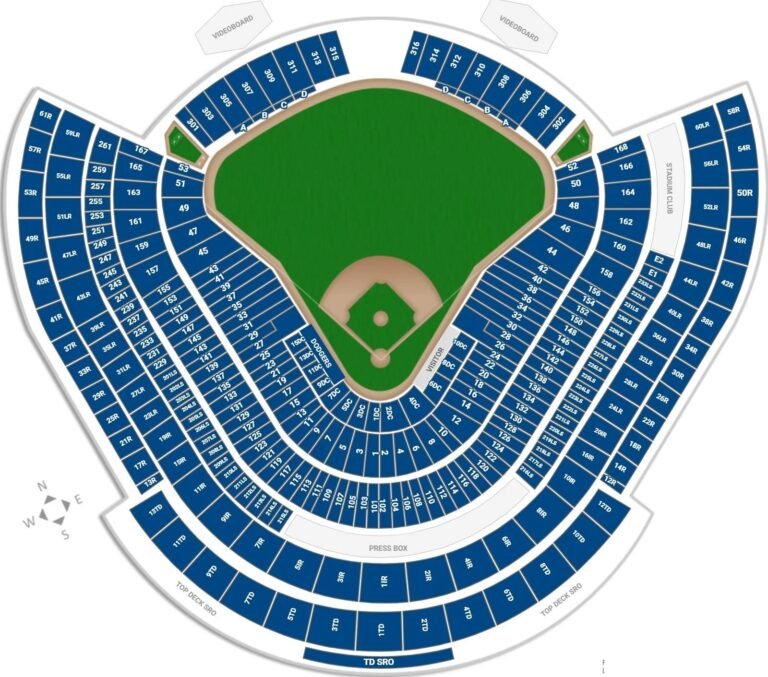 Dodger Stadium Seating Chart with Seat Numbers and Rows