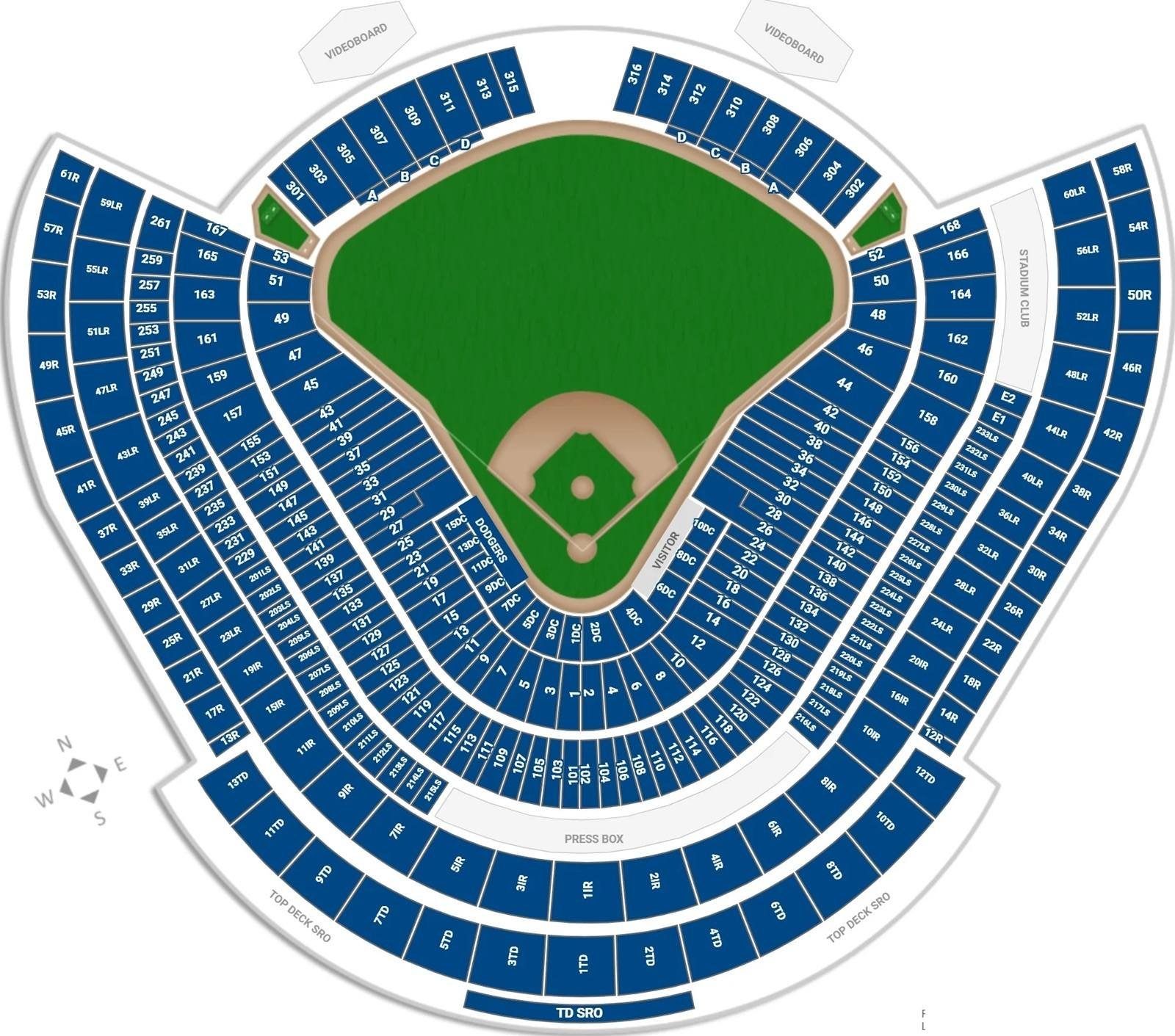 Dodger Stadium Seating Chart with Rows