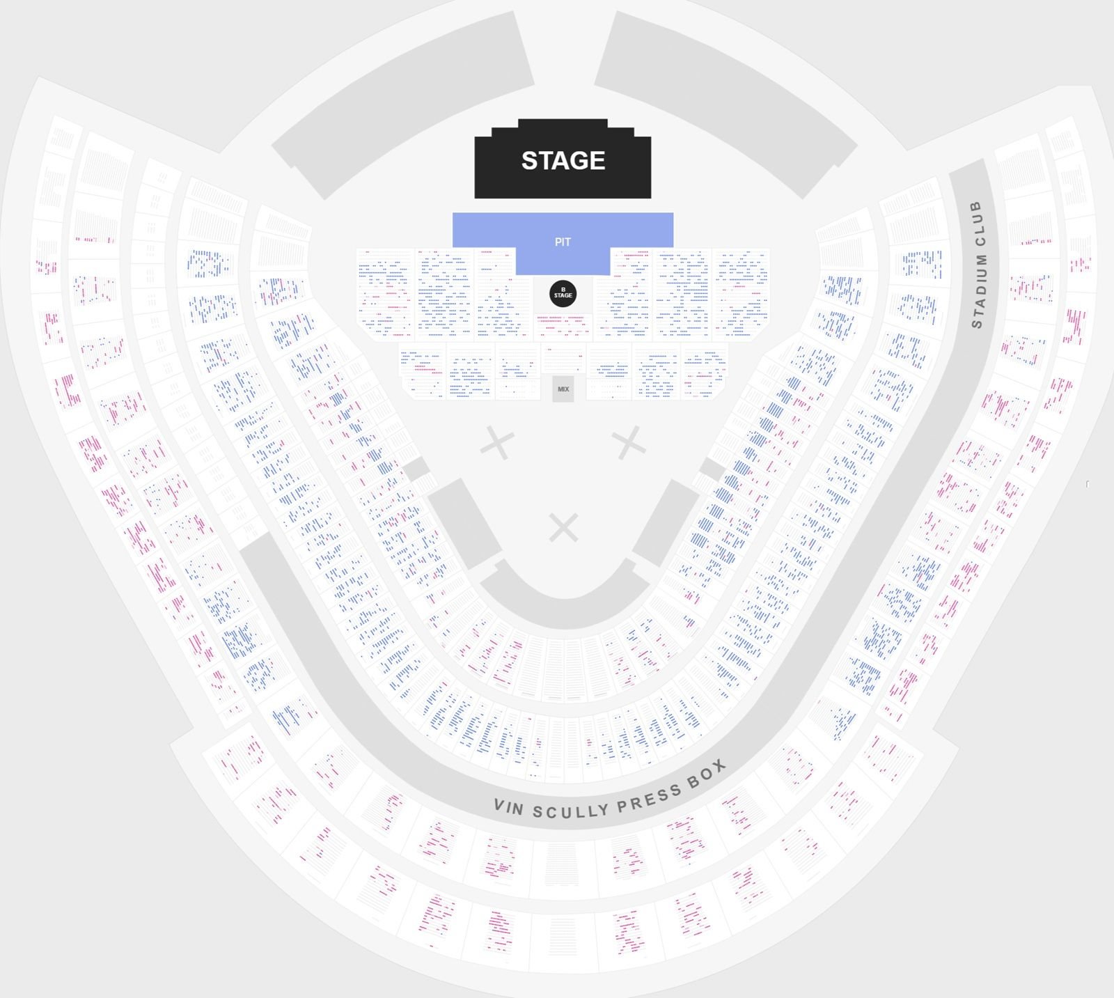 Dodger Stadium Seating Plan with Seat Numbers and Rows