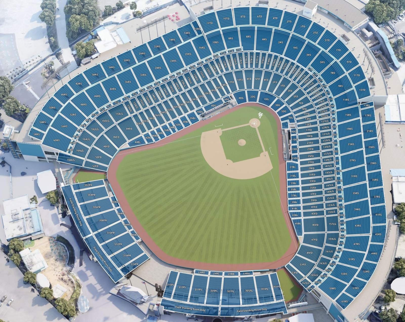 Dodgers Seat Map of Dodger Stadium