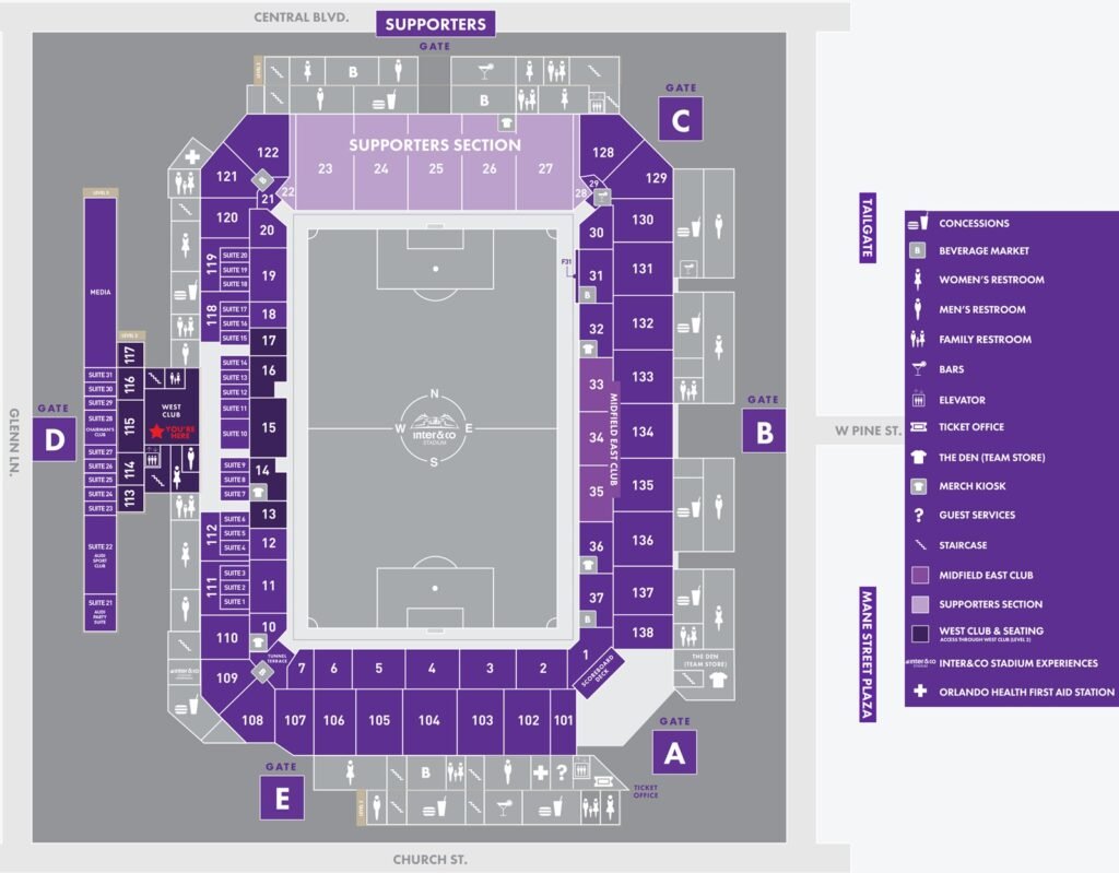 Inter&Co Stadium Seating Chart with Seat Numbers and Rows