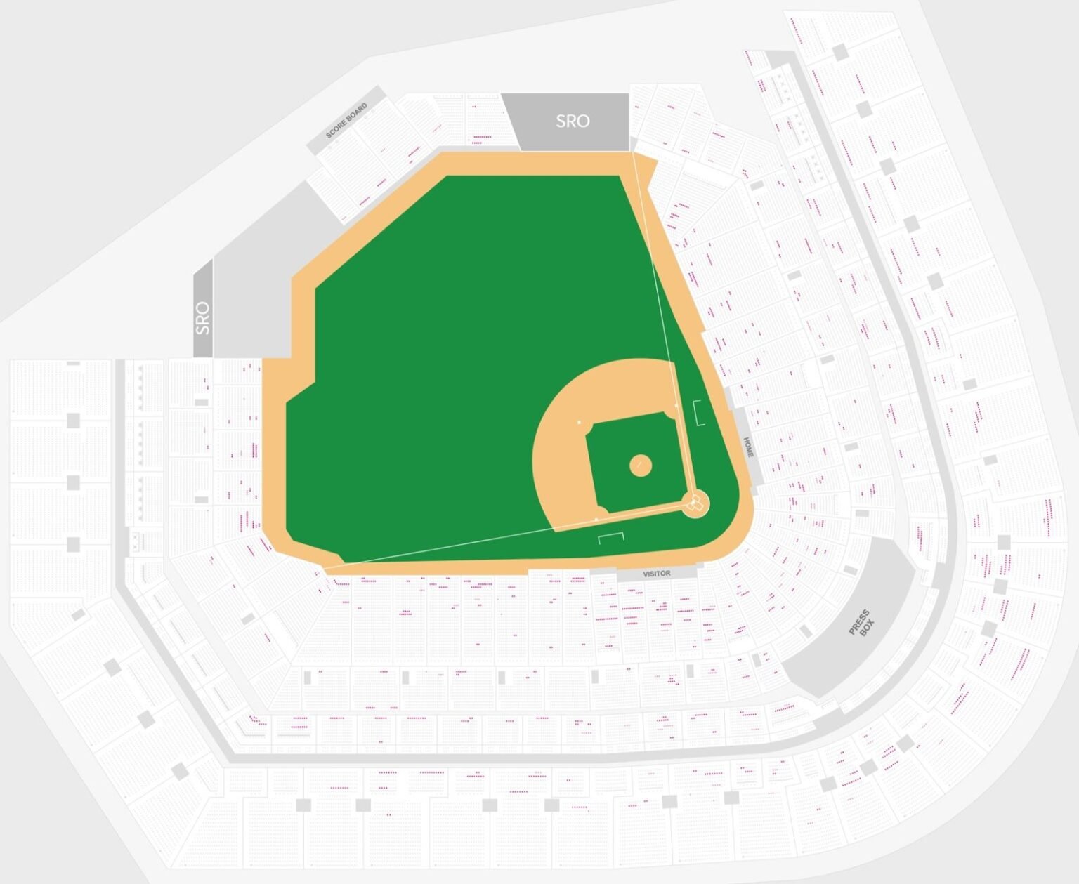 Oriole Park at Camden Yards Seating Chart with Seat Numbers and Rows