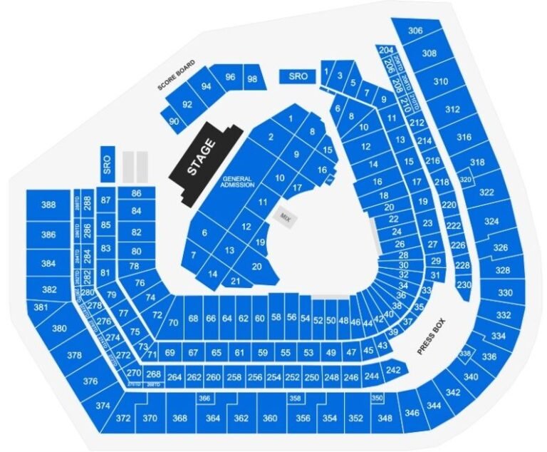 Oriole Park at Camden Yards Seating Chart with Seat Numbers and Rows