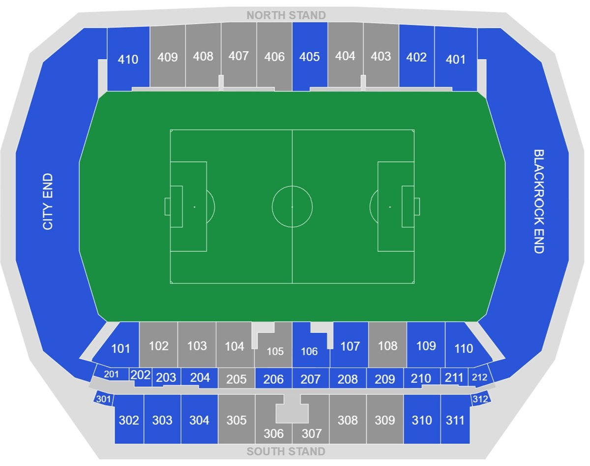 Páirc Uí Chaoimh seating map with seat numbers
