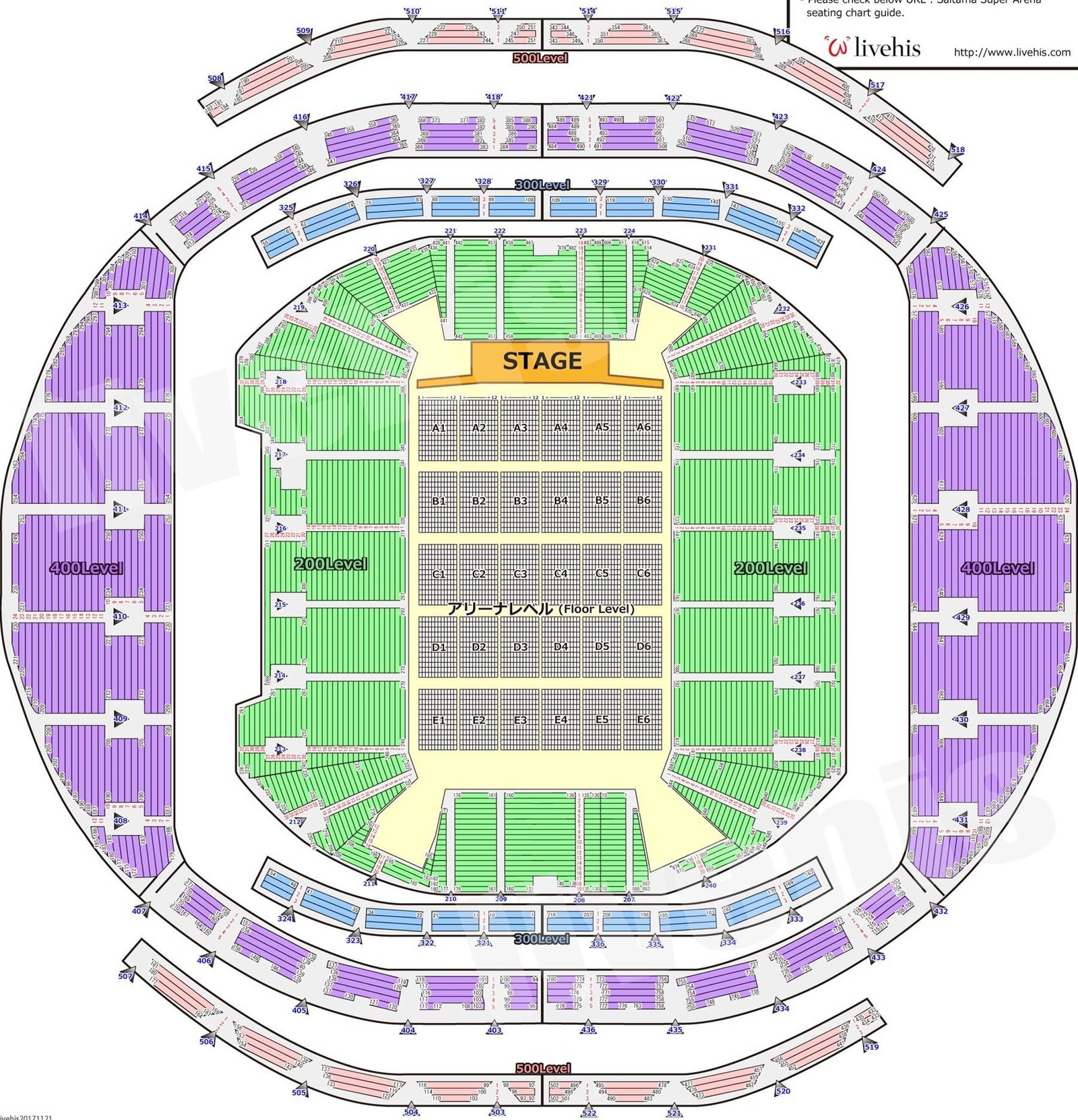 Saitama Super Arena Seating Chart